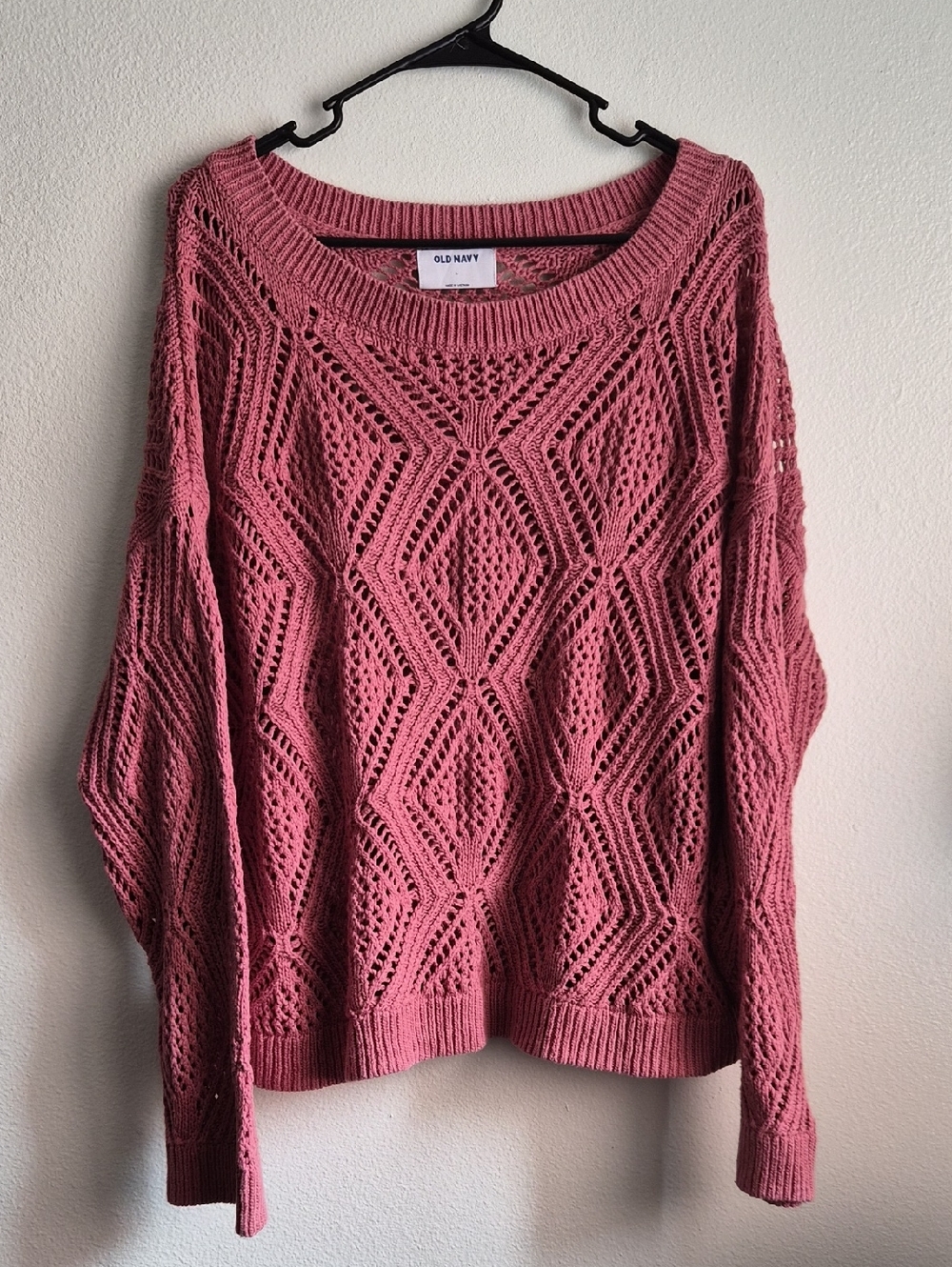 Old Navy Dusty Rose Open-Knit Scoopneck Sweater Size L